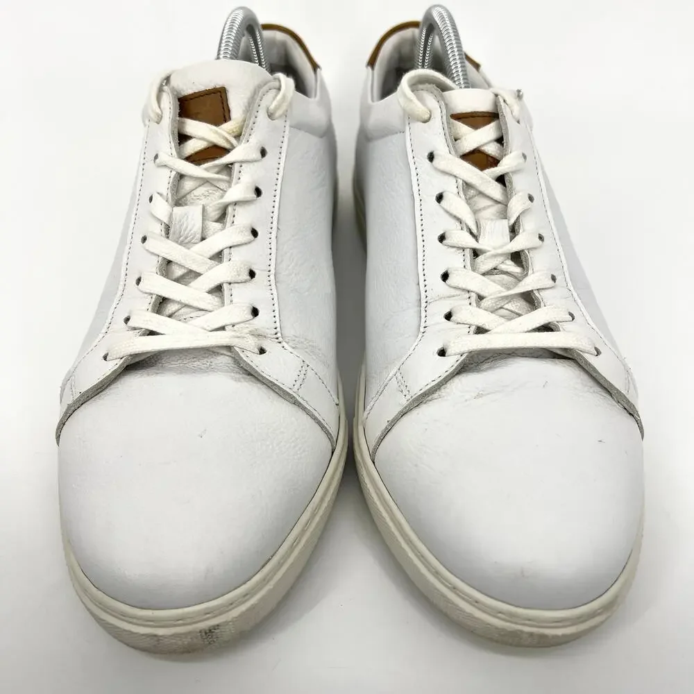 Allen Edmonds Mens White Leather Courtside Sneakers Shoes Size 12 D